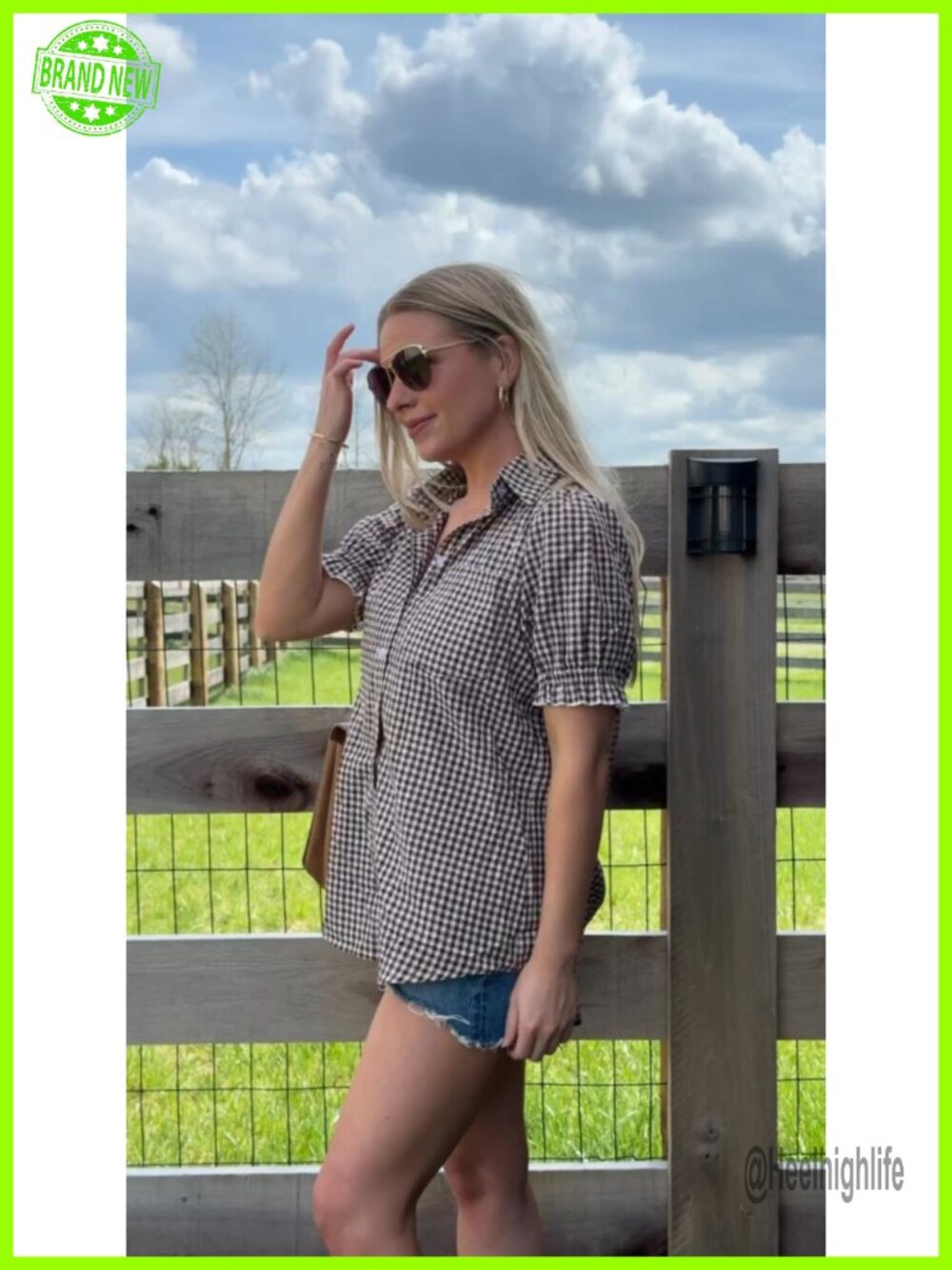 Linen Puff Sleeve Button Down Blouse - Casual Work Top - Picture 5 of 6